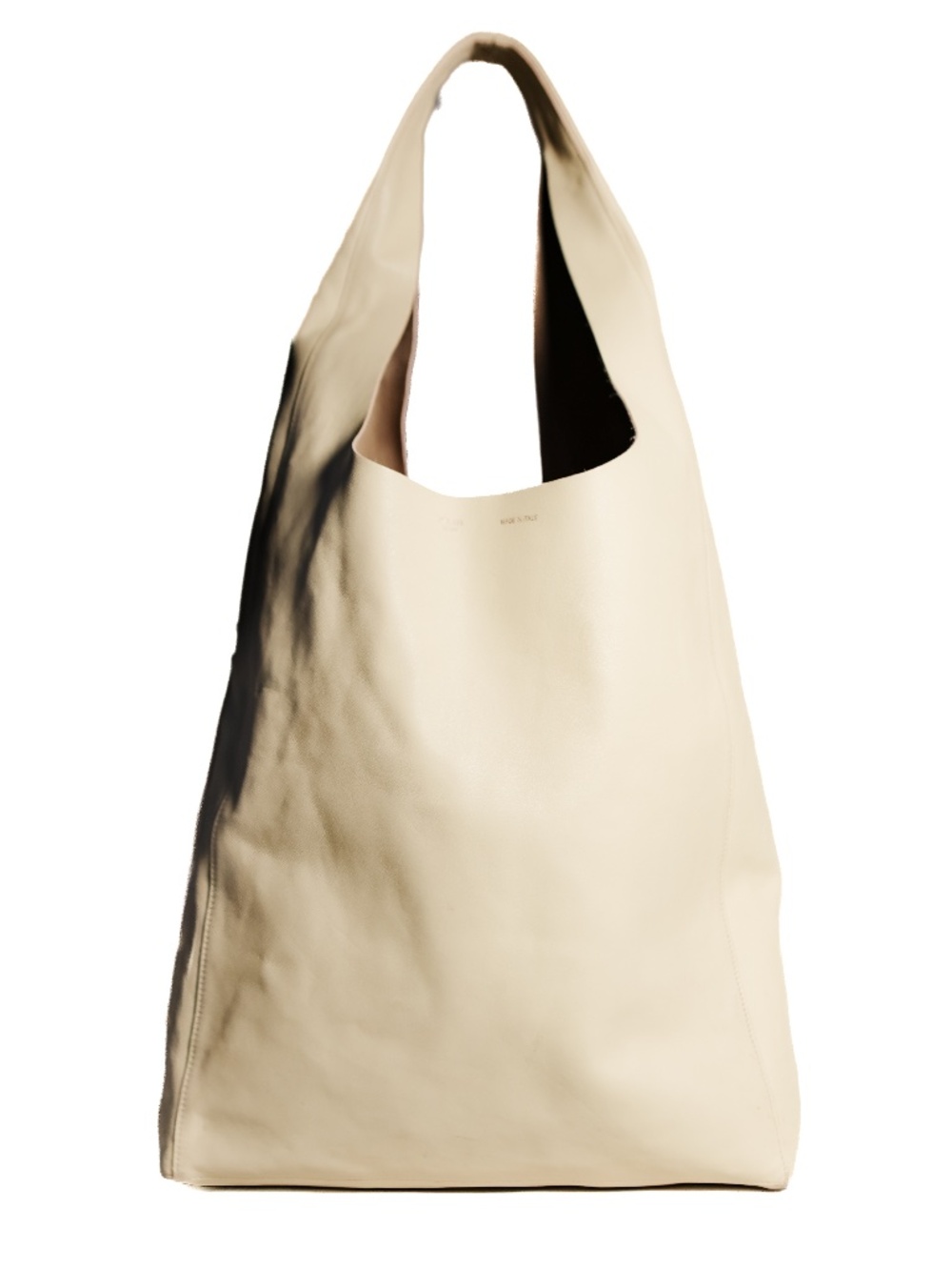 Celine Leather Twisted Cabas Tote in cream leather
